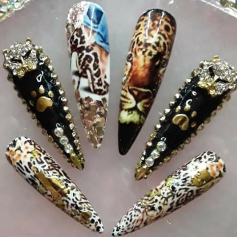 Handmade Hard Gel XXL Stiletto Press On Nails